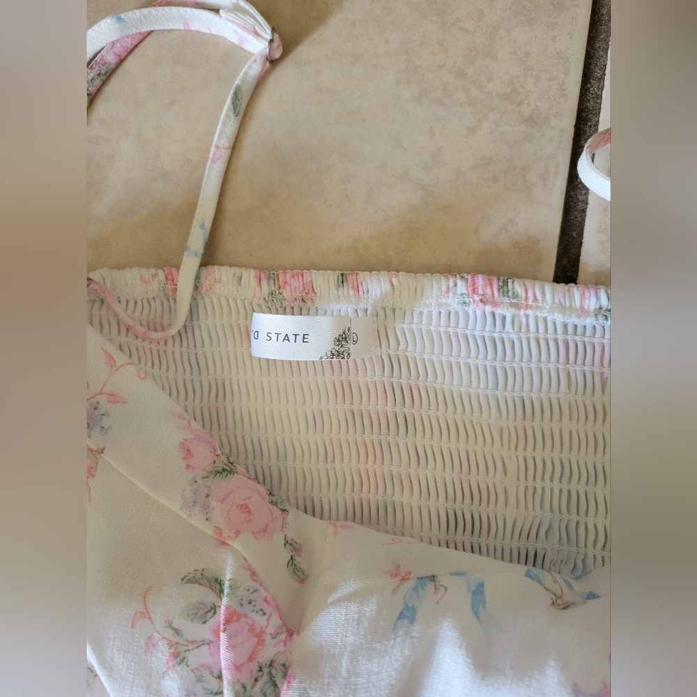 Altar'd State White and Pink Floral Backless Dress - Picture 3 of 4